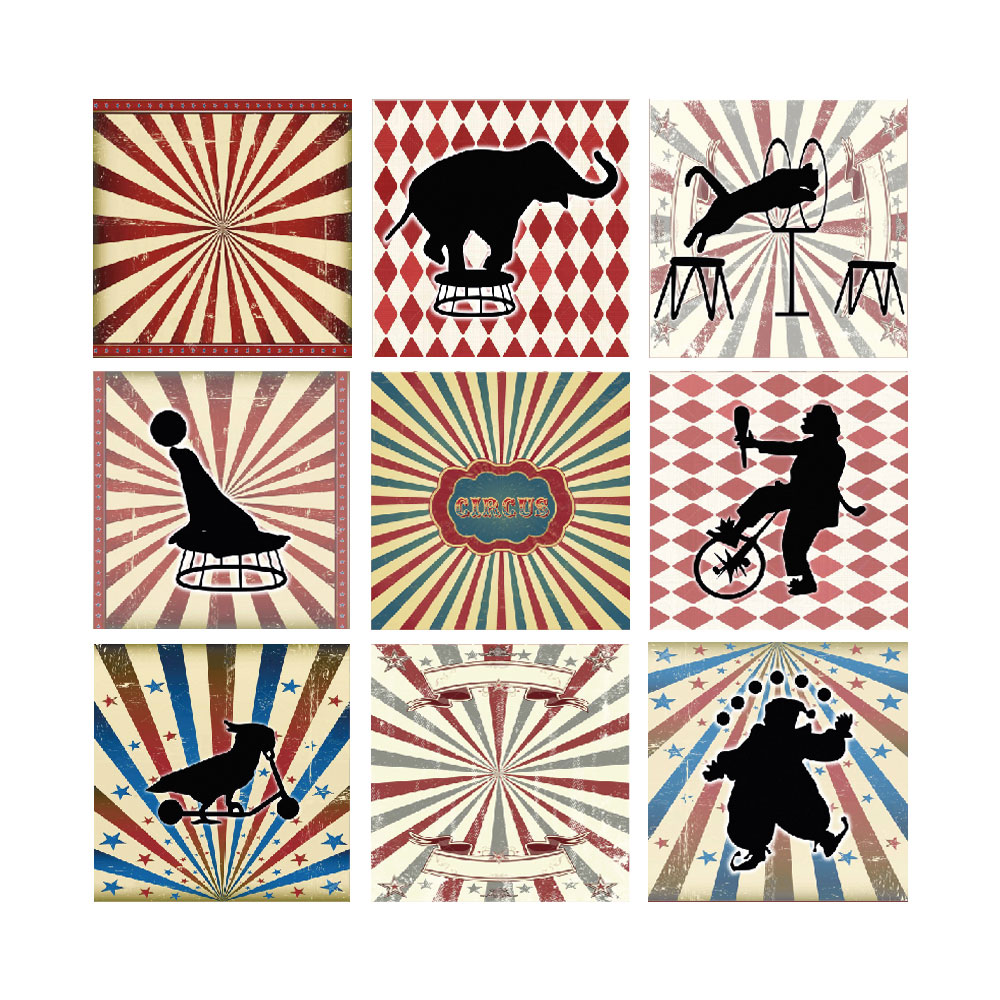 LISTELO DE VINIL CIRCUS (9 Unidades de 15x15cm)